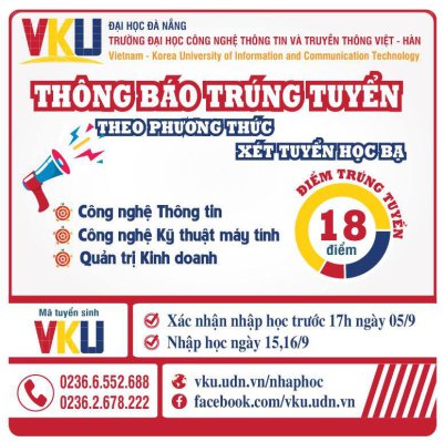 Công bố chính thức điểm trúng tuyển theo hình thức xét học bạ đợt 1 năm 2020